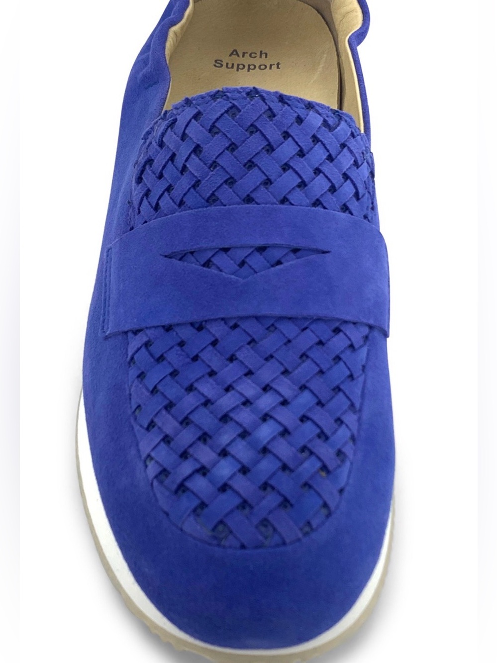 Softwaves Perla Platform Indigo Blue Suede Wedge Loafers Size 38.5/8